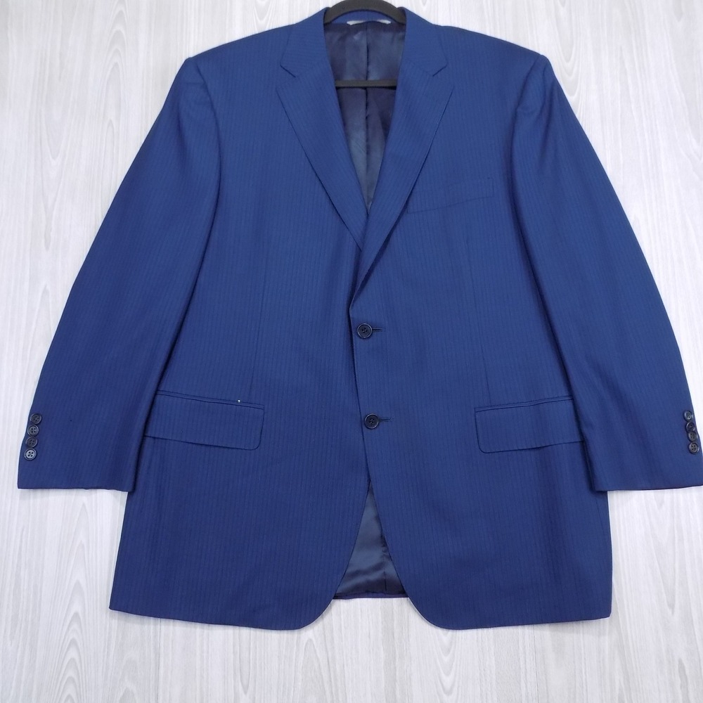 Canali Impeccabile Wool Suit Jacket Mens 42 Blue Pinstripe Blazer Italy Flaw